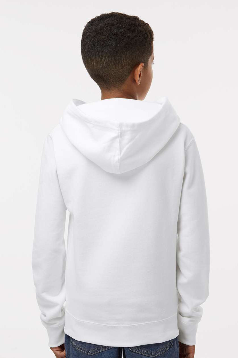 Independent Trading Company SS4001Y Youth Hooded Sweatshirt Hoodie w/ Pouch Pocket White Model Back