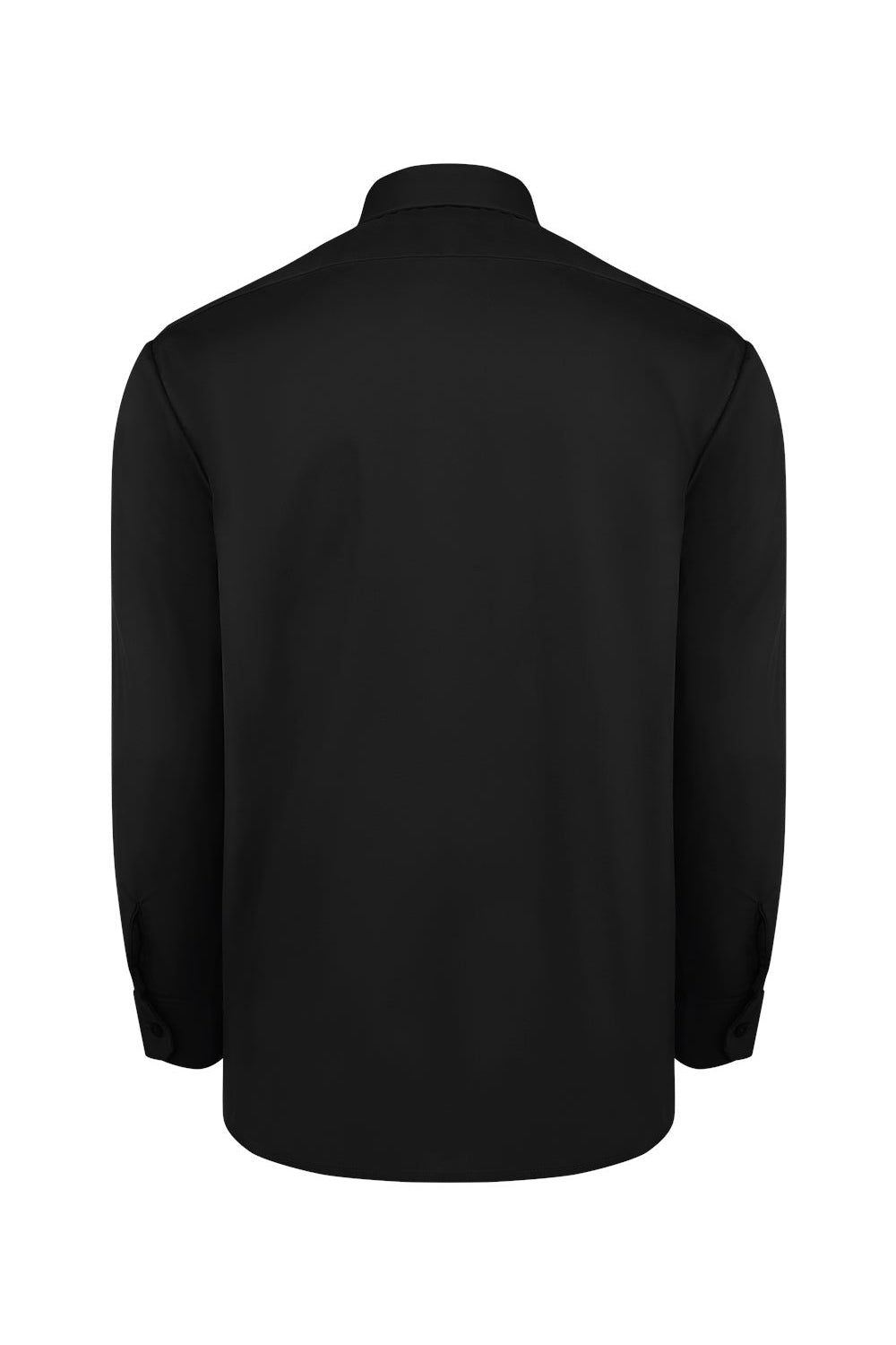 Dickies L535 Mens Industrial Wrinkle Resistant Long Sleeve Button Down Work Shirt w/ Double Pockets Black Flat Back