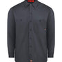 Dickies Mens Industrial Wrinkle Resistant Long Sleeve Button Down Work Shirt w/ Double Pockets - Dark Charcoal Grey - NEW