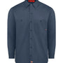 Dickies Mens Industrial Wrinkle Resistant Long Sleeve Button Down Work Shirt w/ Double Pockets - Dark Navy Blue - NEW