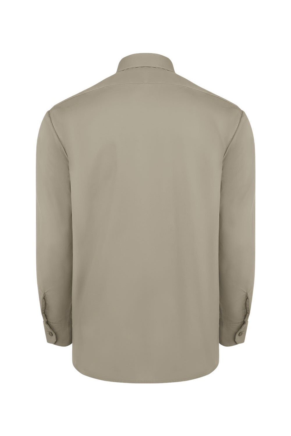 Dickies L535 Mens Industrial Wrinkle Resistant Long Sleeve Button Down Work Shirt w/ Double Pockets Desert Sand Flat Back