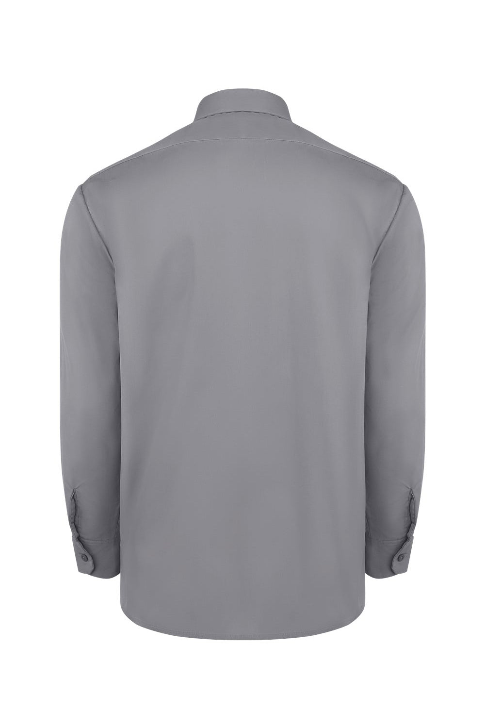 Dickies L535 Mens Industrial Wrinkle Resistant Long Sleeve Button Down Work Shirt w/ Double Pockets Graphite Grey Flat Back