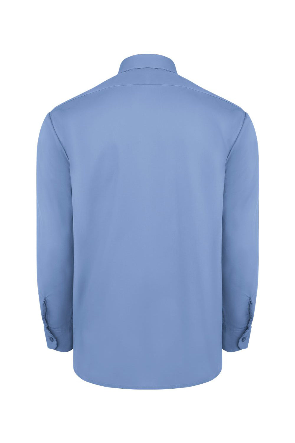 Dickies L535 Mens Industrial Wrinkle Resistant Long Sleeve Button Down Work Shirt w/ Double Pockets Light Blue Flat Back