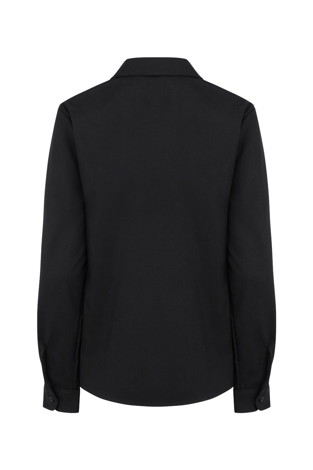 Dickies L5350 Womens Industrial Wrinkle Resistant Long Sleeve Button Down Work Shirt w/ Double Pockets Black Flat Back