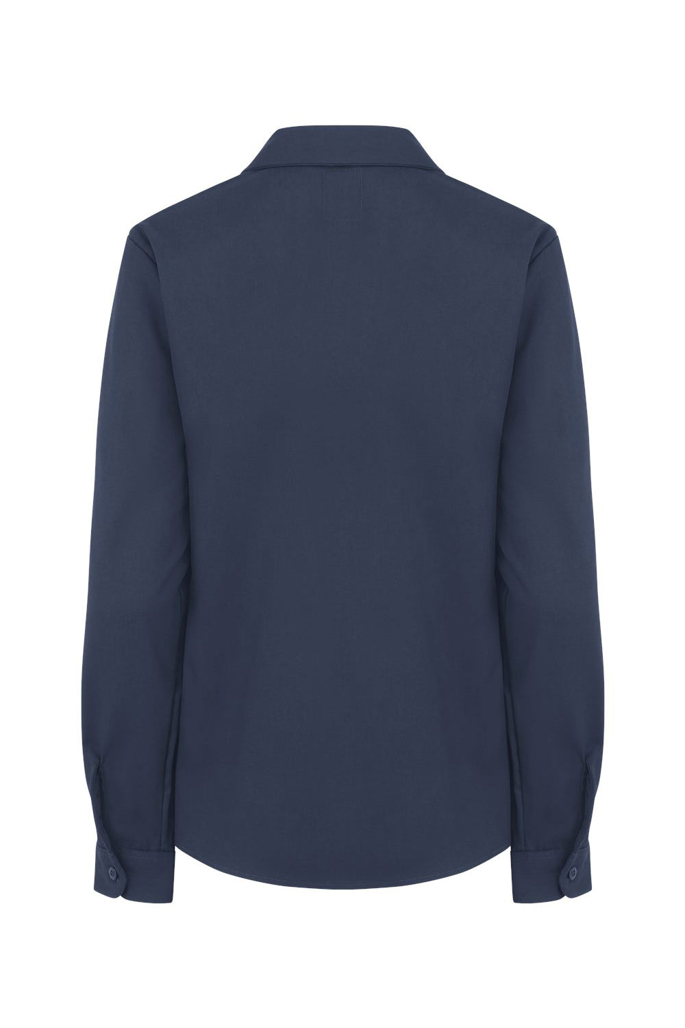 Dickies L5350 Womens Industrial Wrinkle Resistant Long Sleeve Button Down Work Shirt w/ Double Pockets Dark Navy Blue Flat Back