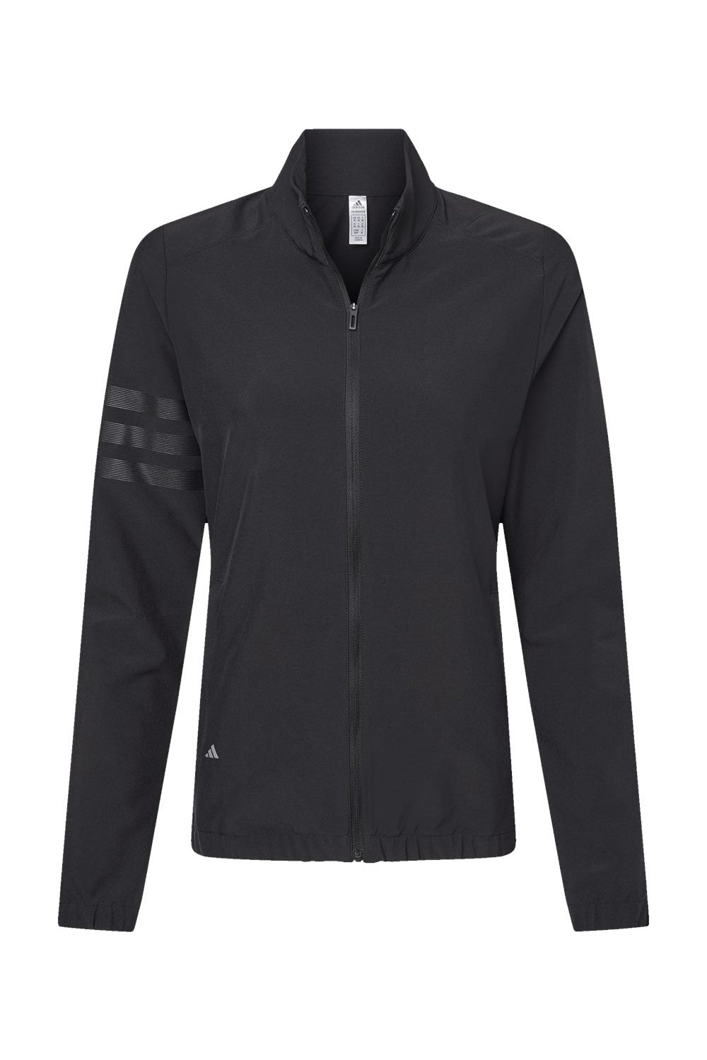 Adidas A268 Womens 3 Stripes Full Zip Jacket Black Flat Front