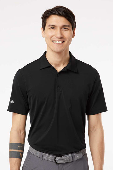 Adidas A514 Mens Ultimate Moisture Wicking Short Sleeve Polo Shirt Black Model Front