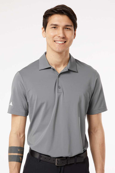 Adidas A514 Mens Ultimate Moisture Wicking Short Sleeve Polo Shirt Grey Model Front