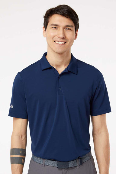 Adidas A514 Mens Ultimate Moisture Wicking Short Sleeve Polo Shirt Team Navy Blue Model Front