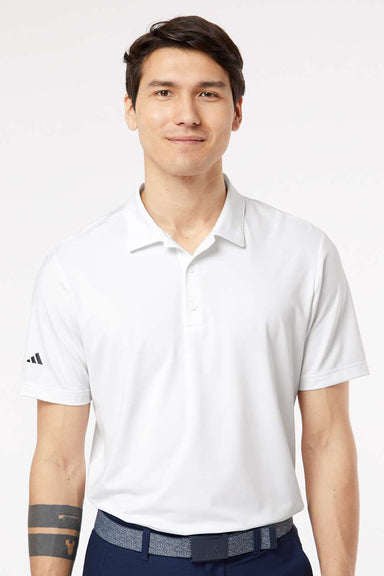 Adidas A514 Mens Ultimate Moisture Wicking Short Sleeve Polo Shirt White Model Front
