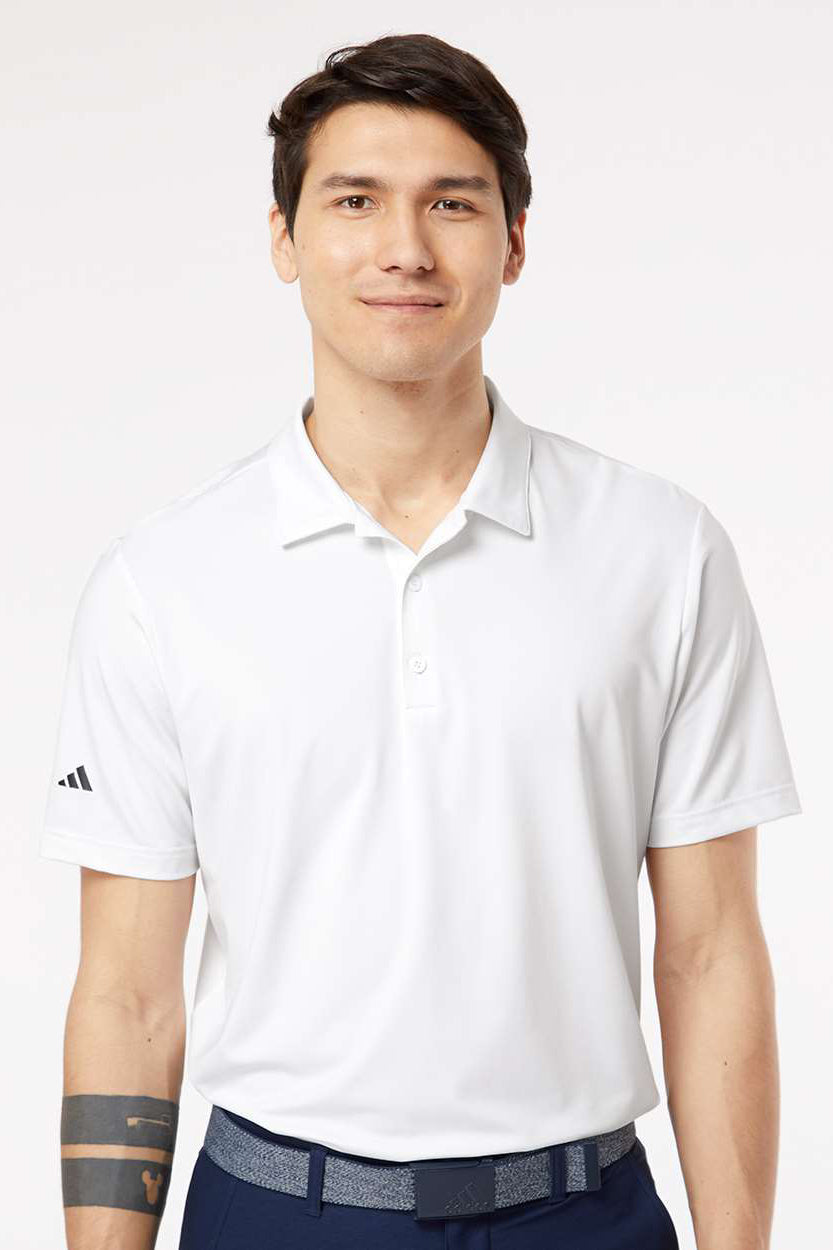 Adidas A514 Mens Ultimate Moisture Wicking Short Sleeve Polo Shirt White Model Front