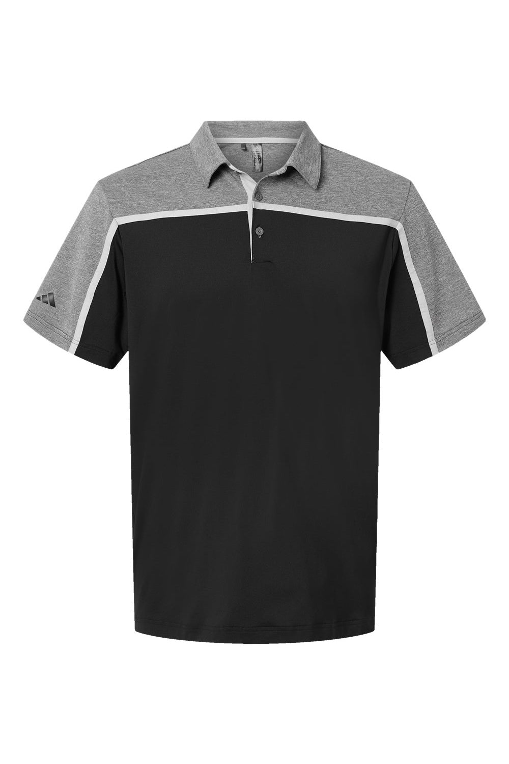 Adidas A512 Mens Ultimate Colorblock Moisture Wicking Short Sleeve Polo Shirt Black/Grey/Grey Melange Flat Front