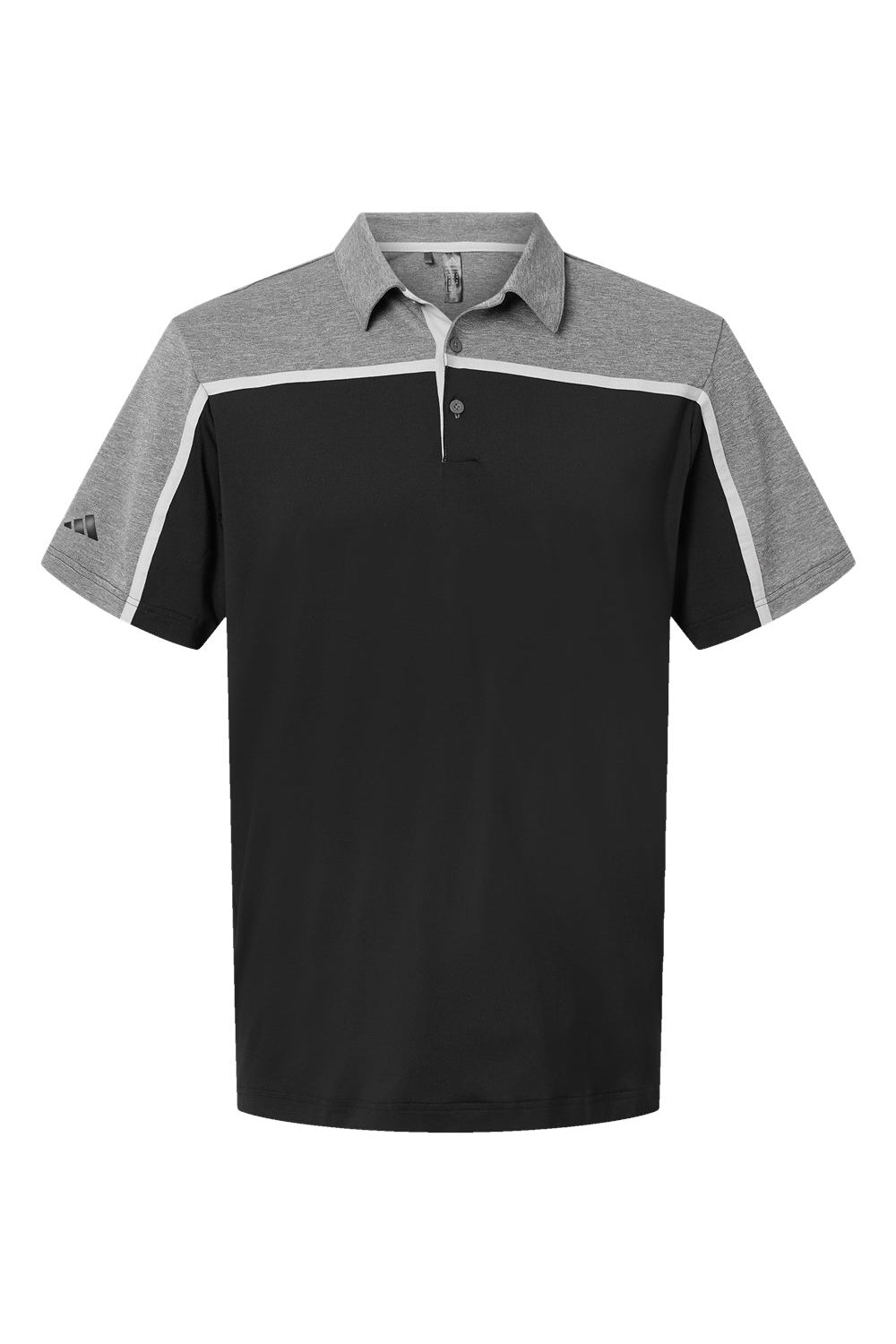 Adidas A512 Mens Ultimate Colorblocked Short Sleeve Polo Shirt Black/Grey/Grey Melange Flat Front