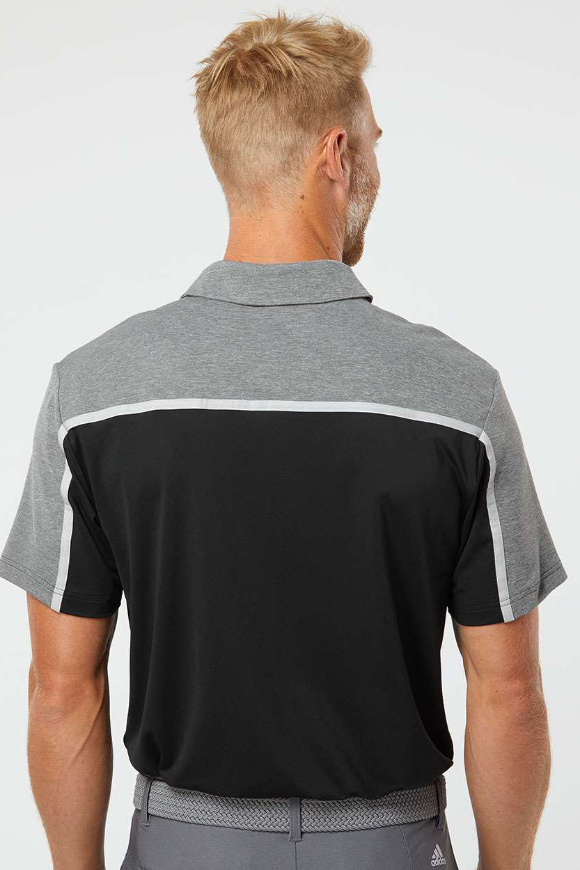 Adidas A512 Mens Ultimate Colorblocked Short Sleeve Polo Shirt Black/Grey/Grey Melange Model Back