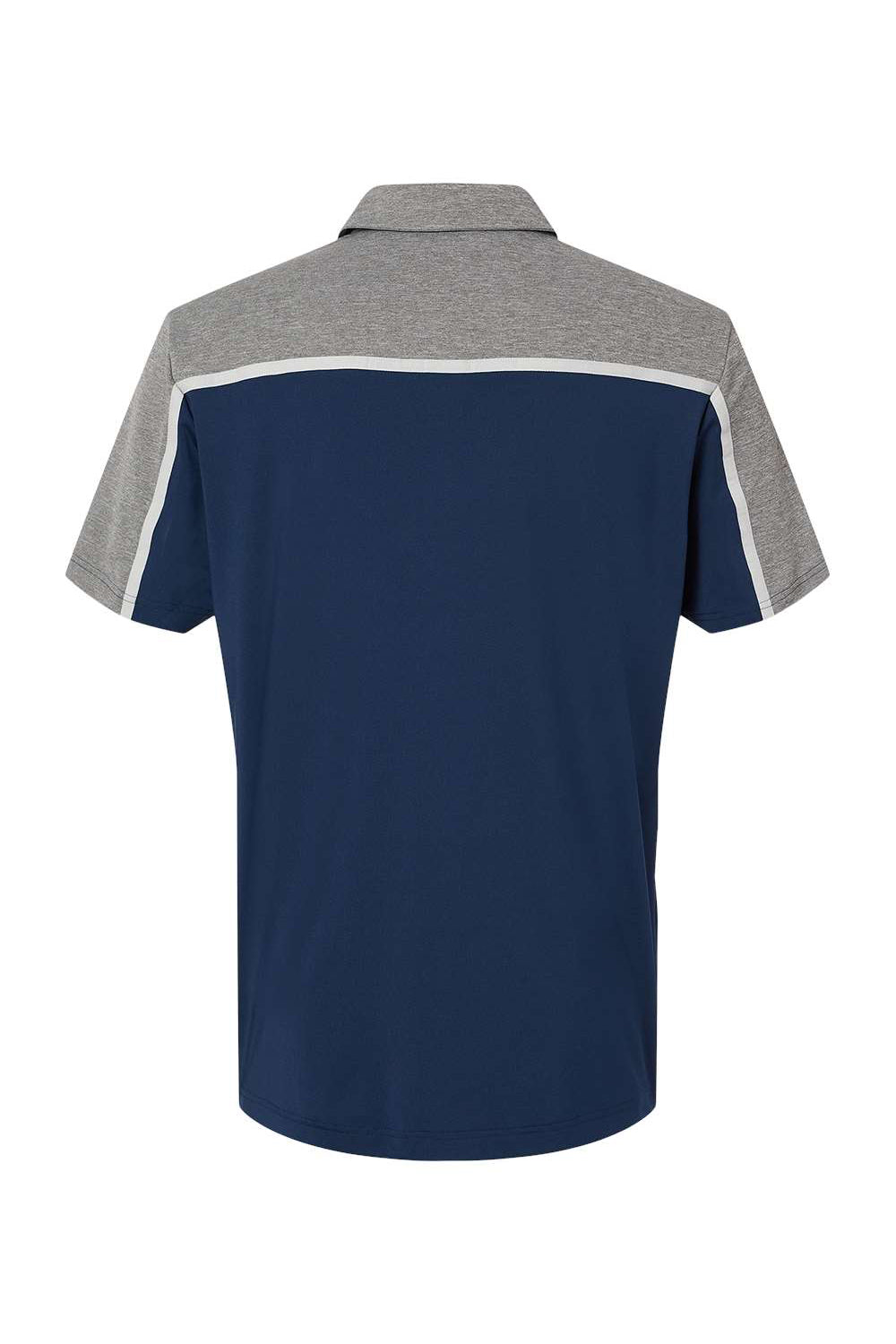 Adidas A512 Mens Ultimate Colorblocked Short Sleeve Polo Shirt Collegiate Navy Blue/Grey/Grey Melange Flat Back