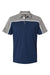 Adidas A512 Mens Ultimate Colorblock Moisture Wicking Short Sleeve Polo Shirt Collegiate Navy Blue/Grey/Grey Melange Flat Front