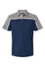 Adidas A512 Mens Ultimate Colorblocked Short Sleeve Polo Shirt Collegiate Navy Blue/Grey/Grey Melange Flat Front