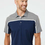Adidas Mens Ultimate Colorblock Moisture Wicking Short Sleeve Polo Shirt - Collegiate Navy Blue/Grey/Grey Melange - NEW