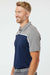 Adidas A512 Mens Ultimate Colorblocked Short Sleeve Polo Shirt Collegiate Navy Blue/Grey/Grey Melange Model Side