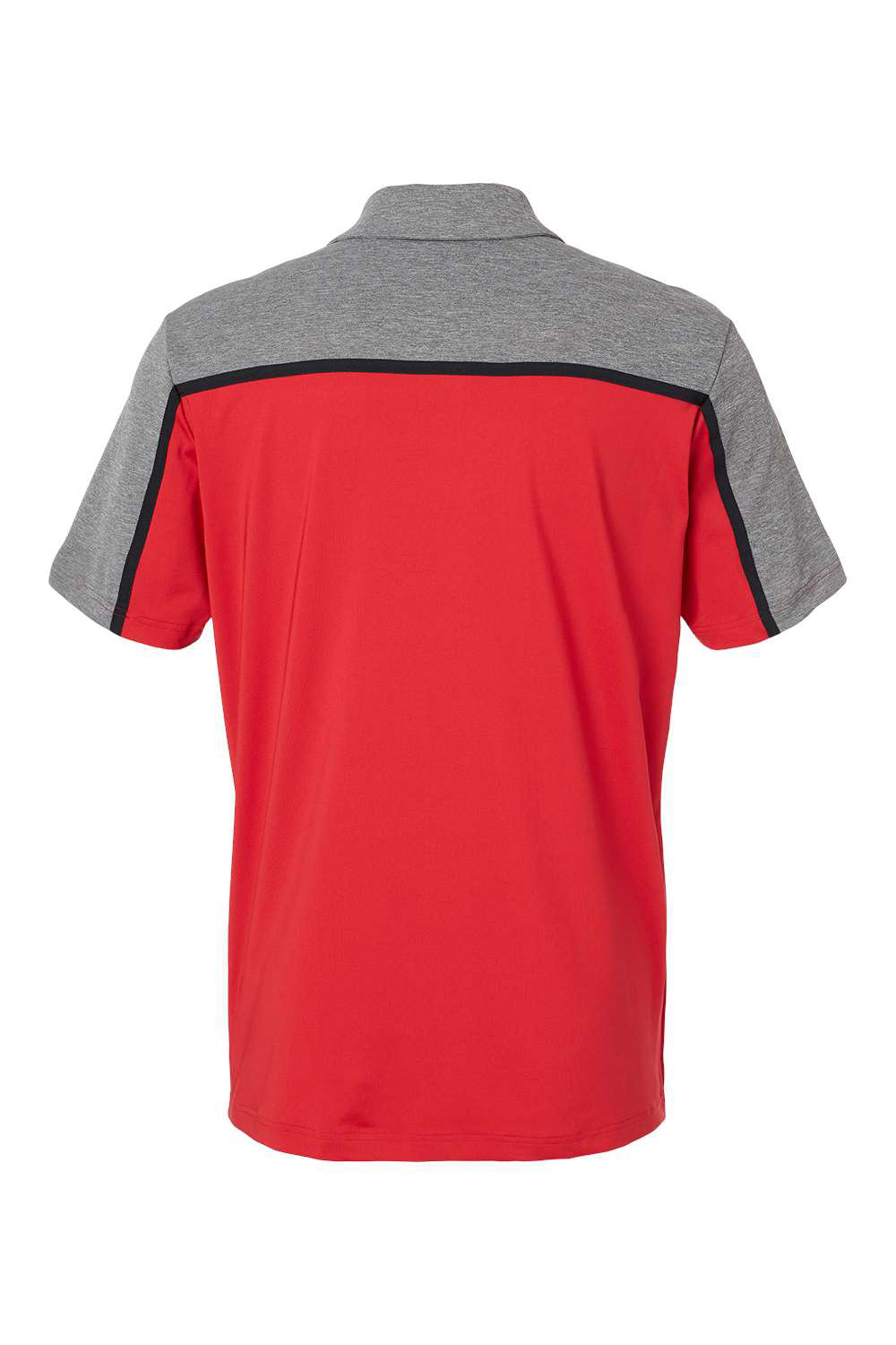 Adidas A512 Mens Ultimate Colorblocked Short Sleeve Polo Shirt Collegiate Red/Black/Grey Melange Flat Back