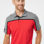 Adidas Mens Ultimate Colorblock Moisture Wicking Short Sleeve Polo Shirt - Collegiate Red/Black/Grey Melange - NEW