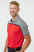 Adidas A512 Mens Ultimate Colorblocked Short Sleeve Polo Shirt Collegiate Red/Black/Grey Melange Model Side