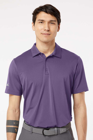 Adidas A514 Mens Ultimate Moisture Wicking Short Sleeve Polo Shirt Tech Purple Model Front