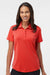 Adidas A515 Womens Ultimate Moisture Wicking Short Sleeve Polo Shirt Real Coral Model Front