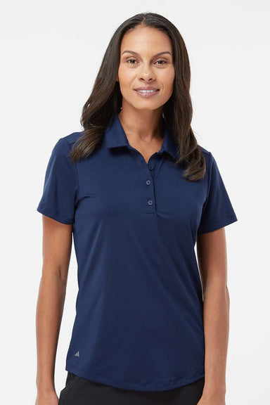 Adidas A515 Womens Ultimate Moisture Wicking Short Sleeve Polo Shirt Team Navy Blue Model Front