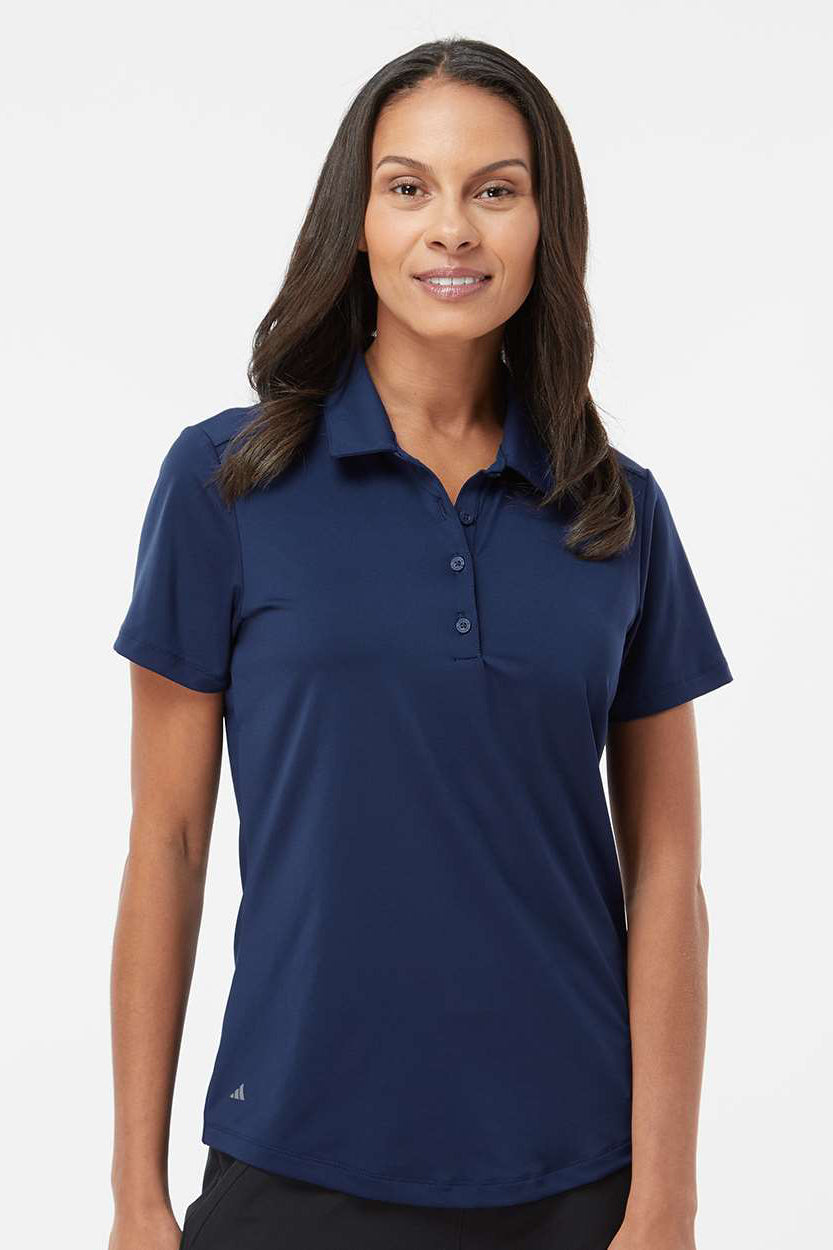 Adidas A515 Womens Ultimate Moisture Wicking Short Sleeve Polo Shirt Team Navy Blue Model Front