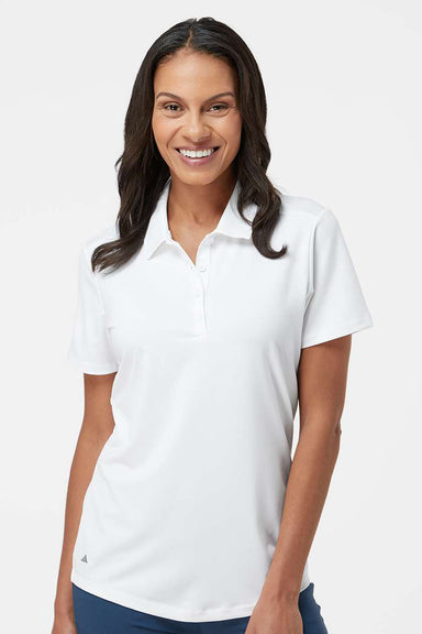 Adidas A515 Womens Ultimate Moisture Wicking Short Sleeve Polo Shirt White Model Front