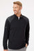 Adidas A520 Mens Shoulder Stripe Moisture Wicking 1/4 Zip Sweatshirt Black Model Front