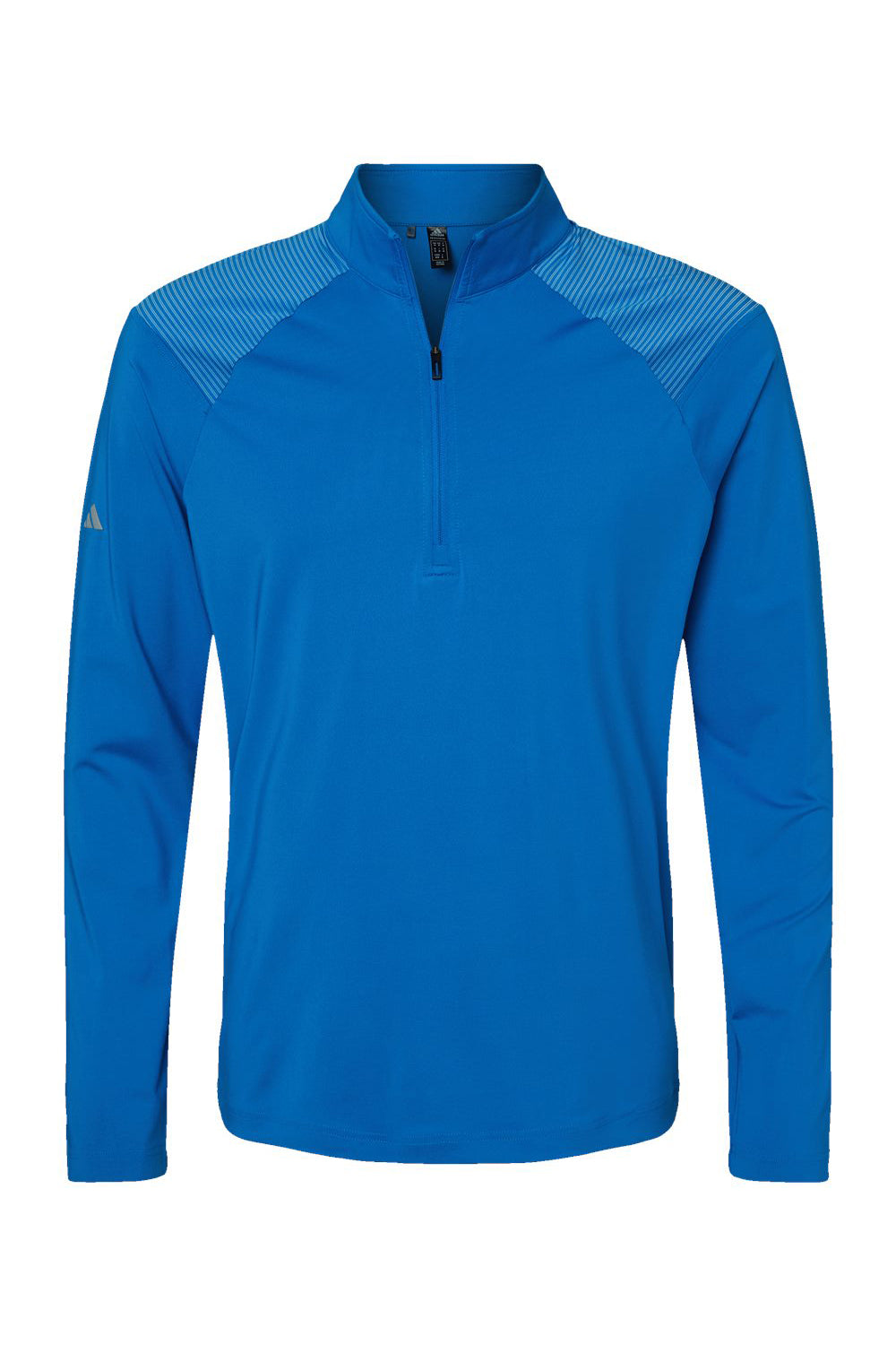 Adidas A520 Mens Shoulder Stripe Moisture Wicking 1/4 Zip Sweatshirt Glory Blue Flat Front