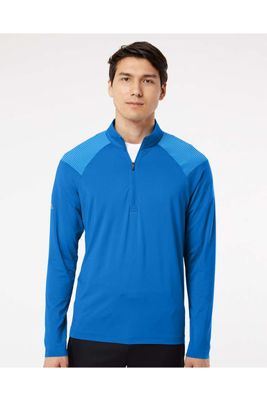 Adidas A520 Mens Shoulder Stripe 1/4 Zip Pullover Glory Blue Model Front