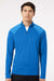 Adidas A520 Mens Shoulder Stripe Moisture Wicking 1/4 Zip Sweatshirt Glory Blue Model Front