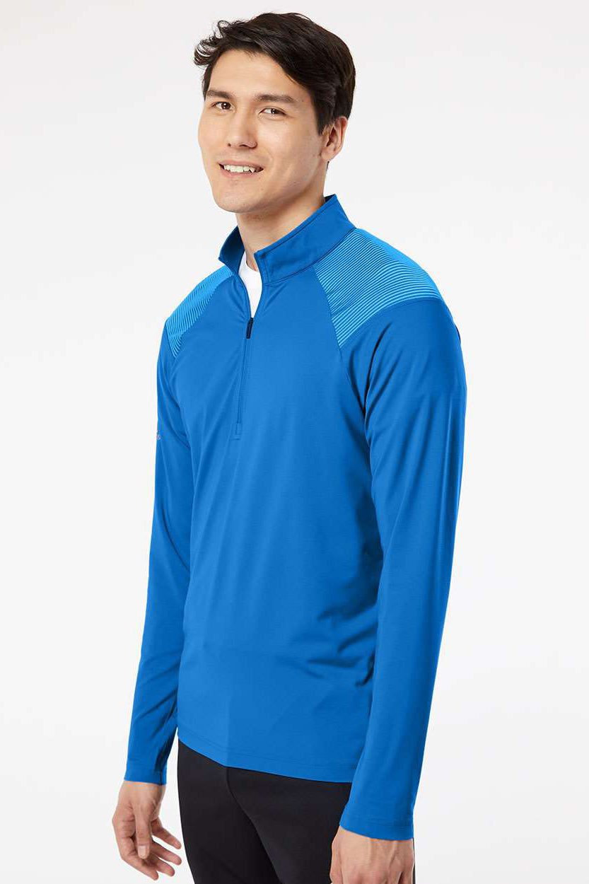 Adidas A520 Mens Shoulder Stripe 1/4 Zip Pullover Glory Blue Model Side