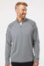Adidas A520 Mens Shoulder Stripe Moisture Wicking 1/4 Zip Sweatshirt Grey Model Front