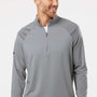 Adidas Mens Shoulder Stripe Moisture Wicking 1/4 Zip Sweatshirt - Grey - NEW