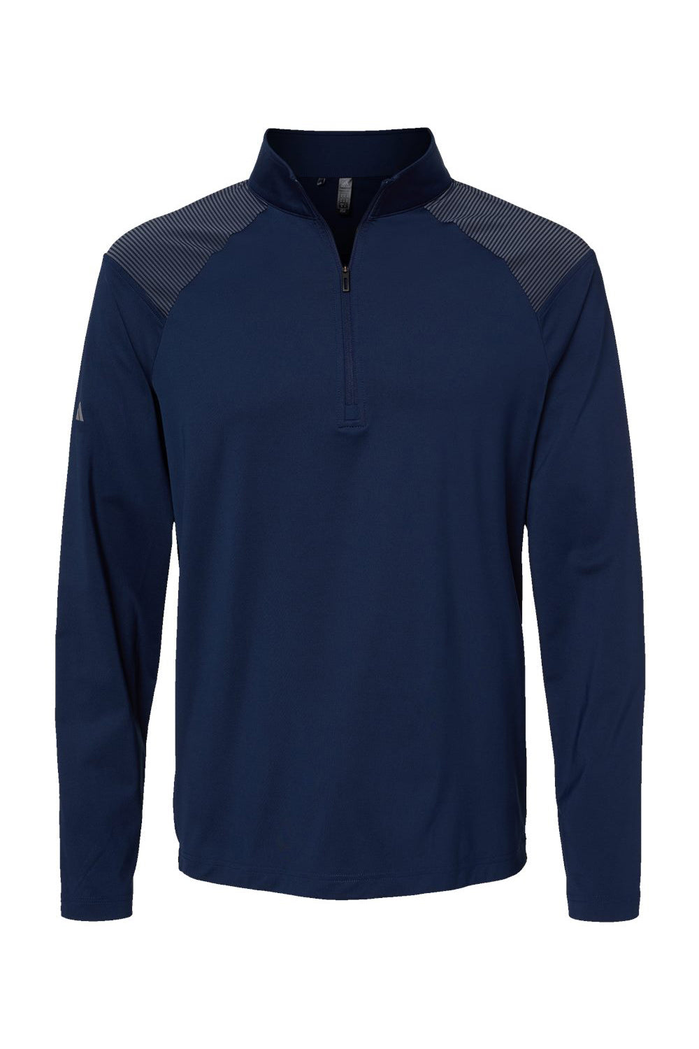 Adidas A520 Mens Shoulder Stripe Moisture Wicking 1/4 Zip Sweatshirt Team Navy Blue Flat Front