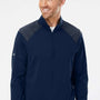 Adidas Mens Shoulder Stripe Moisture Wicking 1/4 Zip Sweatshirt - Team Navy Blue - NEW