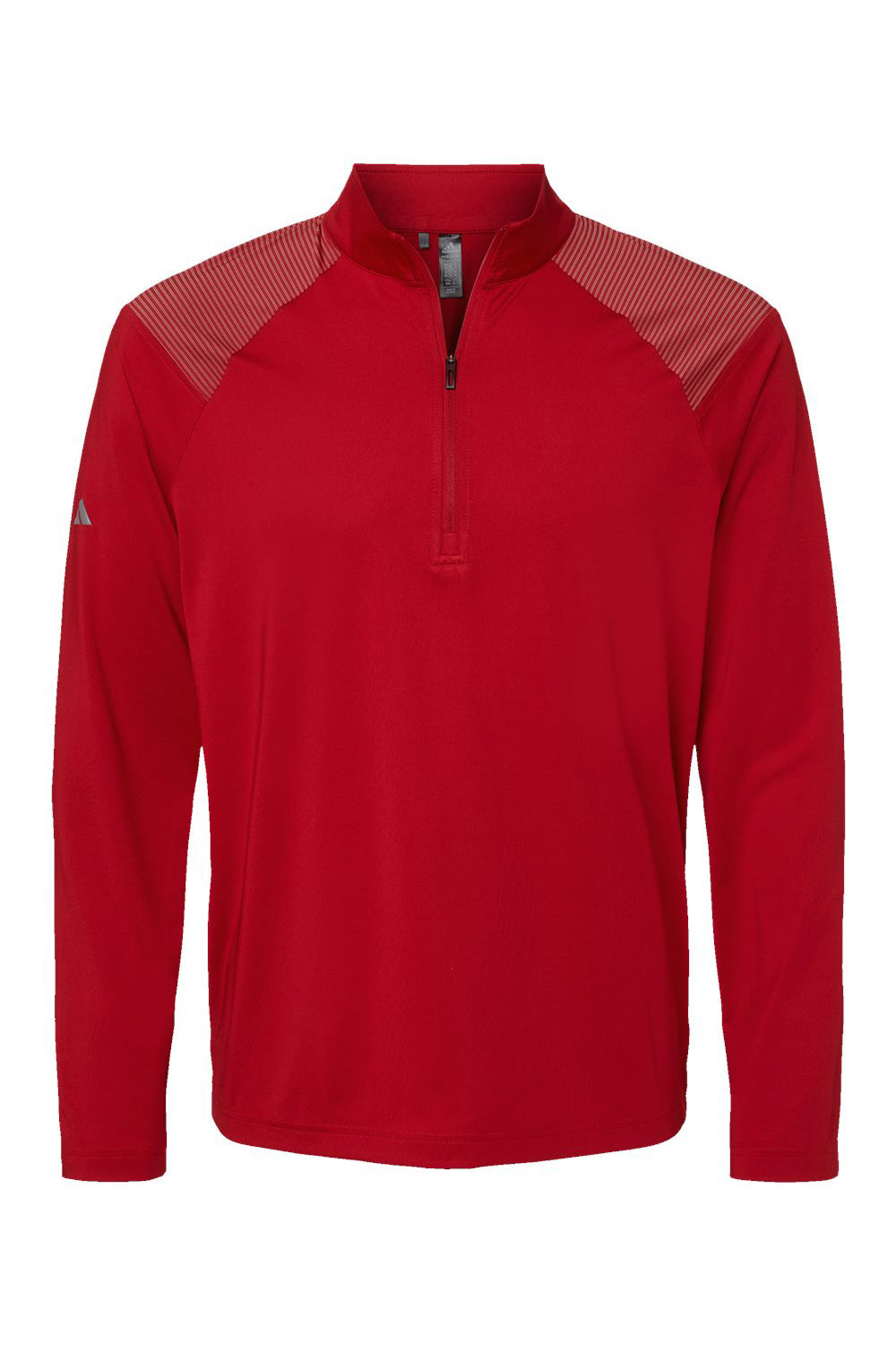 Adidas A520 Mens Shoulder Stripe Moisture Wicking 1/4 Zip Sweatshirt Team Power Red Flat Front
