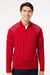 Adidas A520 Mens Shoulder Stripe Moisture Wicking 1/4 Zip Sweatshirt Team Power Red Model Front