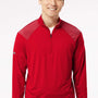 Adidas Mens Shoulder Stripe Moisture Wicking 1/4 Zip Sweatshirt - Team Power Red - NEW