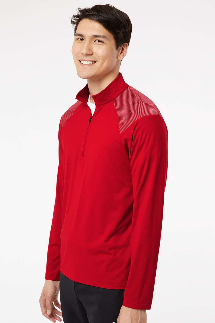 Adidas A520 Mens Shoulder Stripe Moisture Wicking 1/4 Zip Sweatshirt Team Power Red Model Side