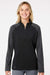 Adidas A521 Womens Stripe Block Moisture Wicking 1/4 Zip Sweatshirt Black Model Front