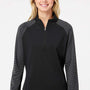 Adidas Womens Stripe Block Moisture Wicking 1/4 Zip Sweatshirt - Black - NEW