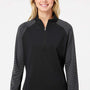 Adidas Womens Stripe Block Moisture Wicking 1/4 Zip Sweatshirt - Black
