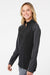 Adidas A521 Womens Stripe Block Moisture Wicking 1/4 Zip Sweatshirt Black Model Side