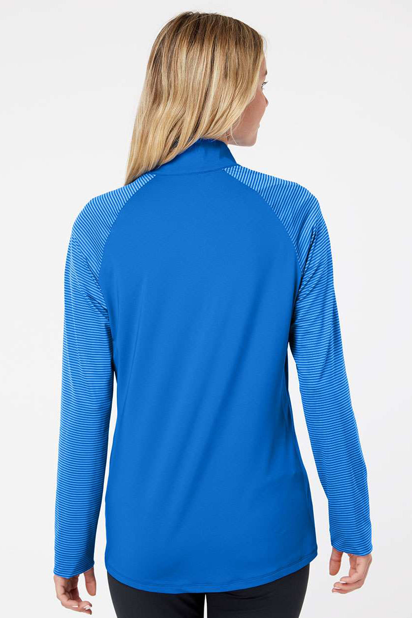 Adidas A521 Womens Stripe Block 1/4 Zip Pullover Glory Blue Model Back