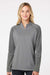 Adidas A521 Womens Stripe Block Moisture Wicking 1/4 Zip Sweatshirt Grey Model Front
